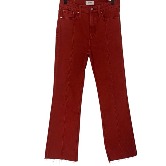 Pistola Women’s Size 27 Lennon High Rise Cropped Frayed Hem Red Rouge Jeans - Picture 1 of 8